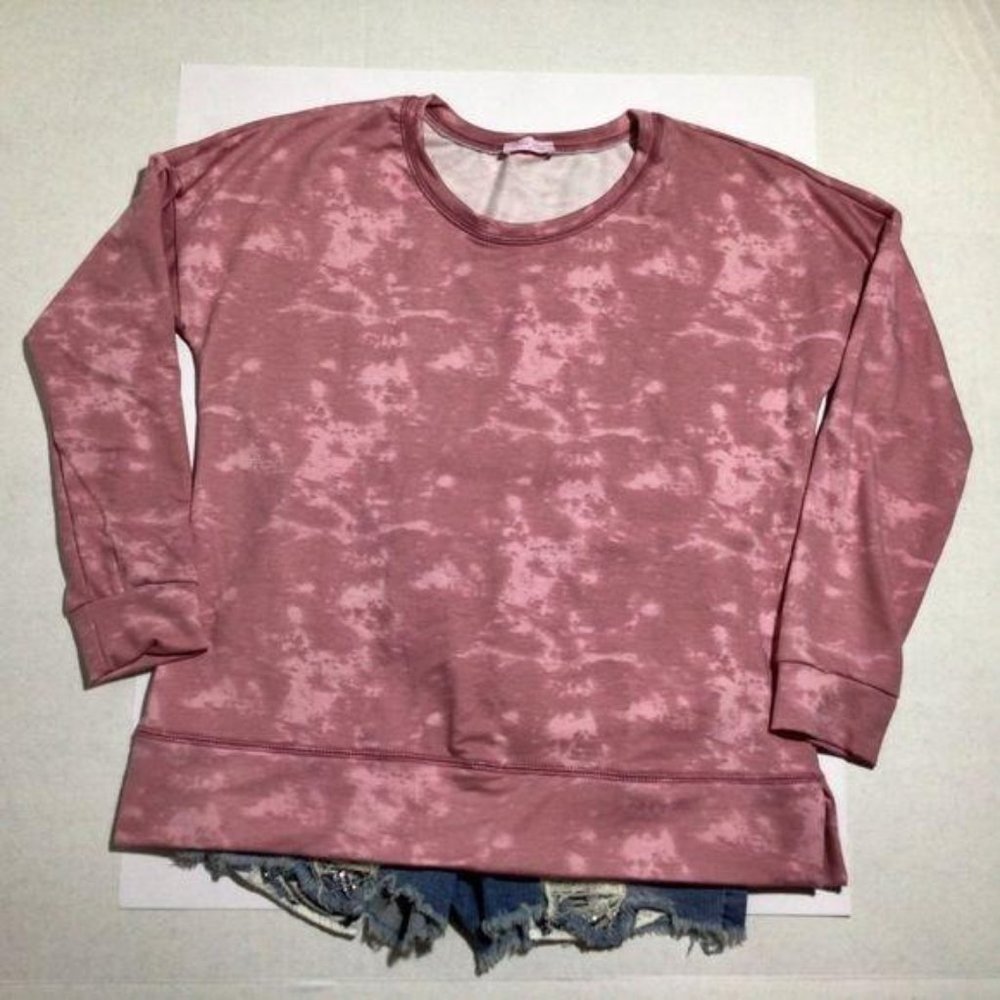 Pink Lily Pink Tie Dye Pink Pullover Sz M